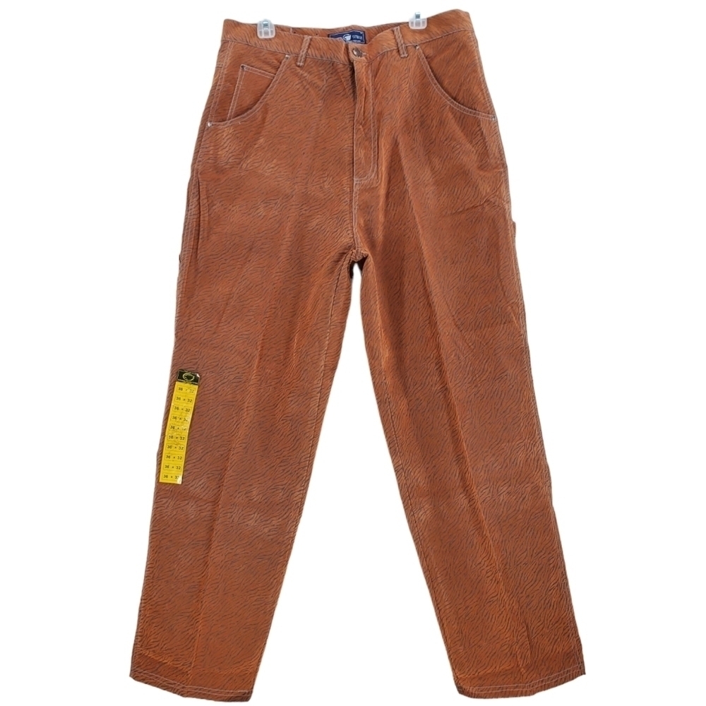 00s Veezo Pants Mens 36 Carpenter Hi Rise Baggy Wide Leg Tiger Stripe Felt 35x32